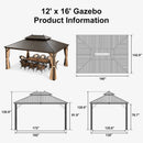 PURPLE LEAF Outdoor Hardtop Gazebo for Garden Bronze Double Roof Aluminum Frame Pavilion with Reinforcement Support Rod