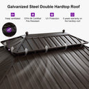 PURPLE LEAF Outdoor Hardtop Gazebo for Patio Bronze Aluminum Frame Pavilion with Navy-Blue Curtain and String Lights-milky