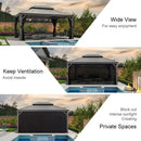 PURPLE LEAF Patio Gazebo for Pool Light Grey Hardtop Galvanized Steel Roof with String Lights-milky