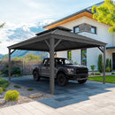 PURPLE LEAF Outdoor Metal Carport with Grey Steel Roof and Aluminum Frame Protective Shelter