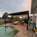 PURPLE LEAF Athena Louvered Pergola Grey Outdoor Aluminum Pergola with Strip Lights Adjustable Gazebo for Patio Deck Garden