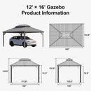 PURPLE LEAF Light Grey Metal Carport with Galvanized Steel Roof Heavy Duty Permanent Outdoor Car Shelter
