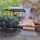 PURPLE LEAF Deck Gazebo Champagne Hardtop Metal Frame Double Roof with Curtains and Netting