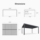 PURPLE LEAF Athena Louvered Pergola Grey Outdoor Aluminum Pergola with Roller Blind Adjustable Gazebo for Patio Deck Garden