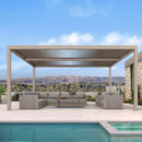 PURPLE LEAF Athena Louvered Pergola Champagne Outdoor Aluminum Pergola with Strip Lights Adjustable Gazebo for Patio Deck Garden