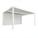 PURPLE LEAF Athena Louvered Pergola white Outdoor Aluminum Pergola with Shutter Wall Adjustable Gazebo Rainproof for Patio Deck Garden