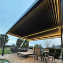 PURPLE LEAF Athena Louvered Pergola Grey Outdoor Aluminum Pergola with Strip Lights Adjustable Gazebo for Patio Deck Garden