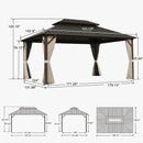 PURPLE LEAF Hardtop Gazebo Featuring Galvanized Steel Double Roof and Bronze Aluminum Frame with Curtains and Netting for Patio and Poolside