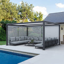 PURPLE LEAF Athena Louvered Pergola Grey Outdoor Aluminum Pergola with Roller Blinds Adjustable Gazebo Rainproof for Patio Deck Garden