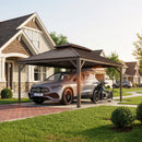 PURPLE LEAF Outdoor Metal Carport Gazebo Bronze Steel Roof Aluminum Frame Shelter for Parking