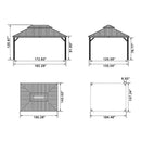 PURPLE LEAF Patio Gazebo for Backyard Grey Hardtop Galvanized Steel Roof Awning with String Lights-clear