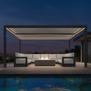 PURPLE LEAF Athena Louvered Pergola Grey Outdoor Aluminum Pergola with Strip Lights Adjustable Gazebo for Patio Deck Garden
