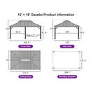 PURPLE LEAF Hardtop Gazebo for Patio Wood Grain Aluminum Frame Awning with String Lights-clear