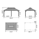 PURPLE LEAF Patio Gazebo for Backyard Grey Hardtop Galvanized Steel Roof Awning with Upgrade Curtain