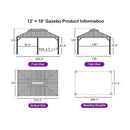 PURPLE LEAF Hardtop Gazebo for Patio Wood Grain Aluminum Frame Awning with String Lights-milky