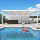 PURPLE LEAF Athena Louvered Pergola white Outdoor Aluminum Pergola with Shutter Wall Adjustable Gazebo Rainproof for Patio Deck Garden