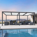 PURPLE LEAF Athena Louvered Pergola Modern Grey Pergola with White Roof for Deck Backyard Garden