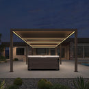 PURPLE LEAF Athena Louvered Pergola Bronze Outdoor Aluminum Pergola with Strip Lights Adjustable Gazebo for Patio Deck Garden