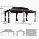 PURPLE LEAF Hardtop Gazebo Featuring Galvanized Steel Double Roof and Bronze Aluminum Frame with Curtains Netting and Reinforcement Support Rods