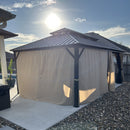PURPLE LEAF Hardtop Gazebo Featuring Galvanized Steel Double Roof and Bronze Aluminum Frame with Curtains and Netting for Patio and Poolside
