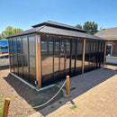 PURPLE LEAF Bronze Frame Sunroom Hardtop Gazebo Solarium Wood Grain Columns Galvanized Steel Double Roof All-Weather Screen House
