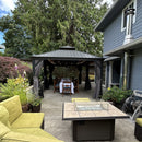 PURPLE LEAF Patio Gazebo for Backyard Grey Hardtop Galvanized Steel Roof Awning with Upgrade Curtain