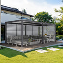 PURPLE LEAF Athena Louvered Pergola Grey Outdoor Aluminum Pergola with Roller Blinds Adjustable Gazebo Rainproof for Patio Deck Garden