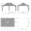 PURPLE LEAF Outdoor Hardtop Gazebo for Patio Grey Aluminum Frame Pavilion with Khaki curtains