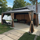 PURPLE LEAF Outdoor Hardtop Gazebo for Garden Bronze Double Roof Aluminum Frame Pavilion with Reinforcement Support Rod
