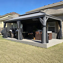 PURPLE LEAF Patio Gazebo for Pool Light Grey Hardtop Galvanized Steel Roof with Reinforcement Support Rod