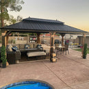 PURPLE LEAF Outdoor Hardtop Gazebo for Garden Bronze Double Roof Aluminum Frame Pavilion with Reinforcement Support Rod