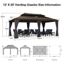 PURPLE LEAF Outdoor Hardtop Gazebo for Patio Bronze Aluminum Frame Pavilion with Navy-Blue Curtain and String Lights-milky