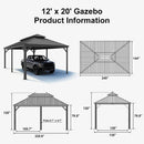 PURPLE LEAF Outdoor Metal Carport with Grey Steel Roof and Aluminum Frame Protective Shelter