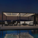 PURPLE LEAF Athena Louvered Pergola Grey Outdoor Aluminum Pergola with Strip Lights Adjustable Gazebo for Patio Deck Garden