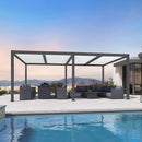 PURPLE LEAF Athena Louvered Pergola Modern Grey Pergola White Roof with Sanori Patio Couch Set Modular Sofas for Deck Backyard Garden