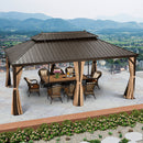 PURPLE LEAF Outdoor Hardtop Gazebo for Garden Bronze Double Roof Aluminum Frame Pavilion with Reinforcement Support Rod