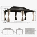 PURPLE LEAF Hardtop Gazebo Featuring Galvanized Steel Double Roof and Bronze Aluminum Frame with Curtains and Netting for Patio and Poolside