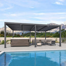 PURPLE LEAF Athena Louvered Pergola Grey Outdoor Aluminum Pergola with Strip Lights Adjustable Gazebo for Patio Deck Garden