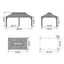 PURPLE LEAF Patio Gazebo for Backyard Grey Hardtop Galvanized Steel Roof Awning with String Lights-clear