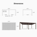 PURPLE LEAF Athena Louvered Pergola Khaki Outdoor Aluminum Pergola with Solid Color Roller Blind Adjustable Gazebo for Patio Deck Garden