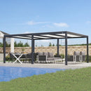 PURPLE LEAF Athena Louvered Pergola Modern Grey Pergola with White Roof for Deck Backyard Garden