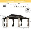 PURPLE LEAF Hardtop Gazebo Featuring Galvanized Steel Double Roof and Bronze Aluminum Frame with Curtains and Netting for Poolside with Lights-clear