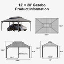 PURPLE LEAF Light Grey Metal Carport with Galvanized Steel Roof Heavy Duty Permanent Outdoor Car Shelter