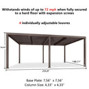 PURPLE LEAF Athena Outdoor Louvered Pergola Adjustable Metal Roof Bronze Hardtop Gazebo Patio Pavilion