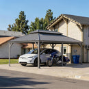 PURPLE LEAF Light Grey Metal Carport with Galvanized Steel Roof Heavy Duty Permanent Outdoor Car Shelter