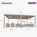 PURPLE LEAF Athena Louvered Pergola Champagne Outdoor Aluminum Pergola with Strip Lights Adjustable Gazebo for Patio Deck Garden