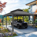 PURPLE LEAF Outdoor Metal Carport with Grey Steel Roof and Aluminum Frame Protective Shelter