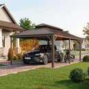 PURPLE LEAF Outdoor Metal Carport Gazebo Bronze Steel Roof Aluminum Frame Shelter for Parking