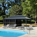 PURPLE LEAF Sunroom Hardtop Gazebo Solarium Grey Galvanized Steel Double Roof  All-Weather Aluminum Outdoor Screen House