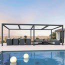PURPLE LEAF Athena Louvered Pergola Modern Grey Pergola with White Roof for Deck Backyard Garden